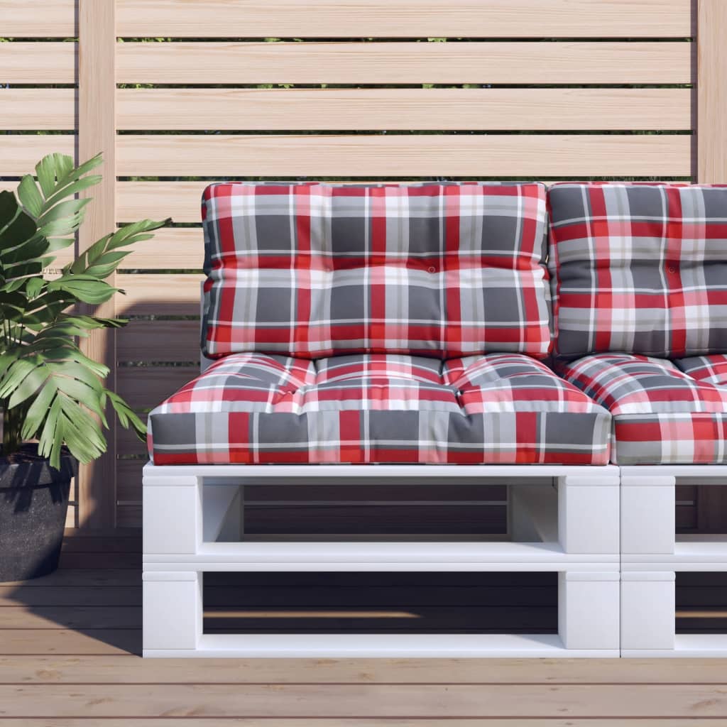 Vidaxl palletkussen ruitpatroon 80x40x12 cm stof ruitpatroon rood