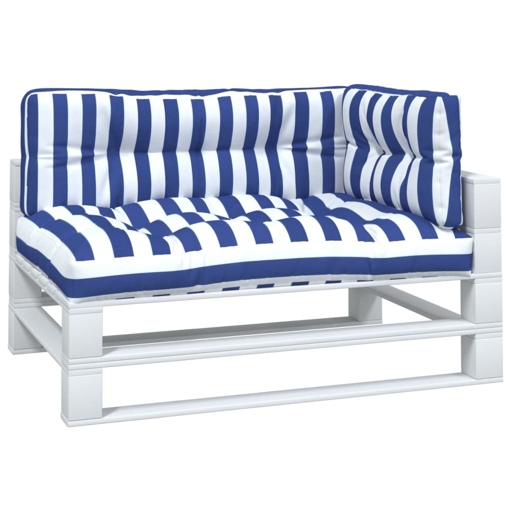 Vidaxl palletkussens 3 st gestreept stof wit en blauw
