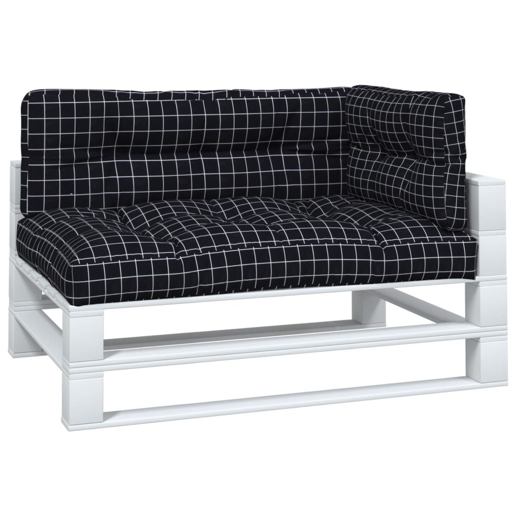 Vidaxl palletkussens 3 st ruitpatroon stof zwart