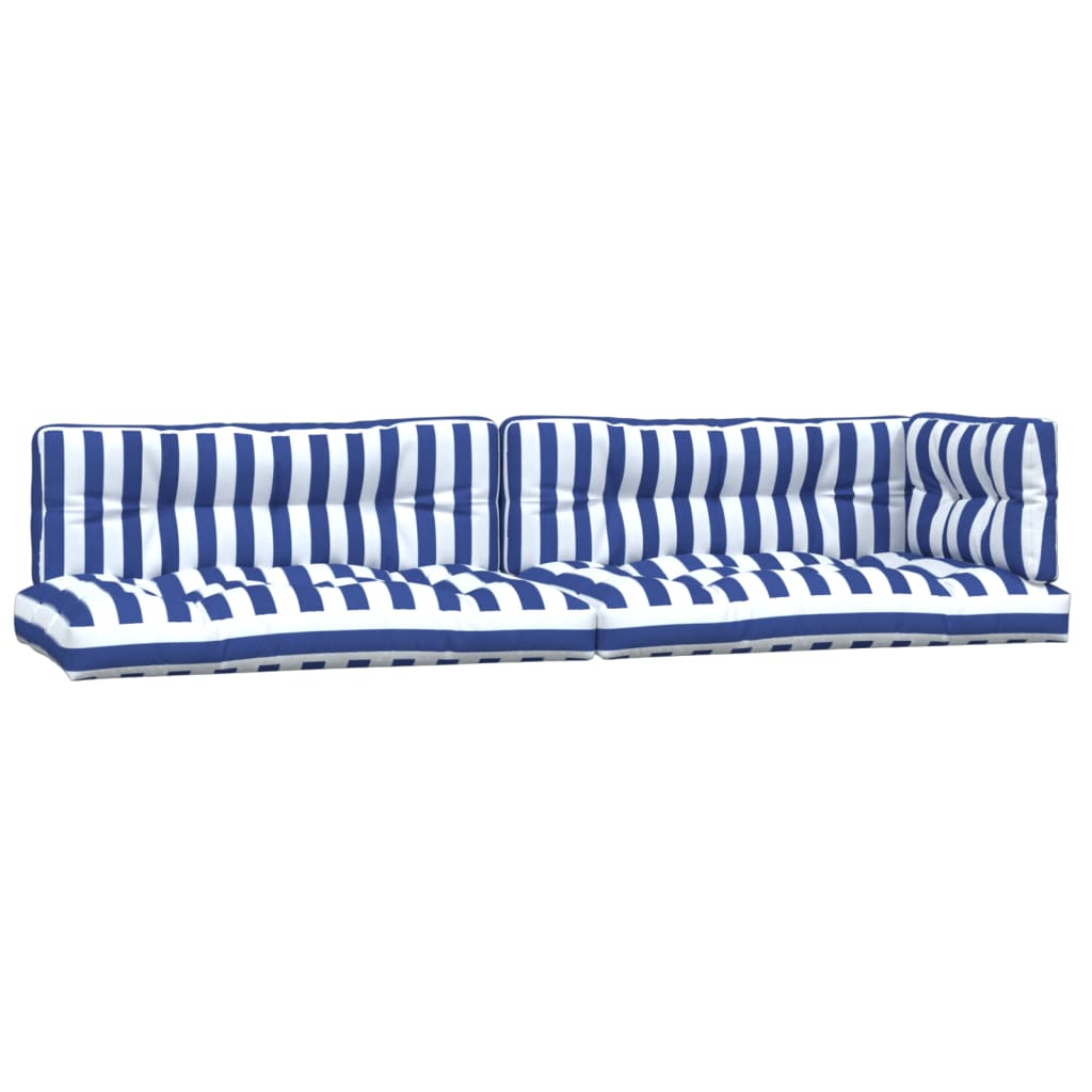 Vidaxl palletkussens 5 st gestreept stof wit en blauw