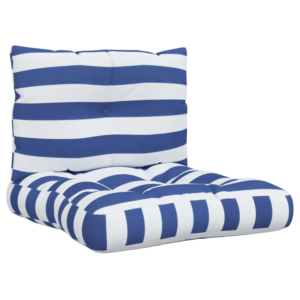Vidaxl palletkussens 2 st gestreept oxford stof wit en blauw