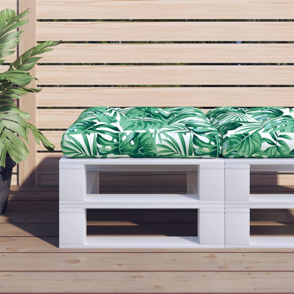 Vidaxl palletkussen bladpatroon 60x61,5x10 cm stof