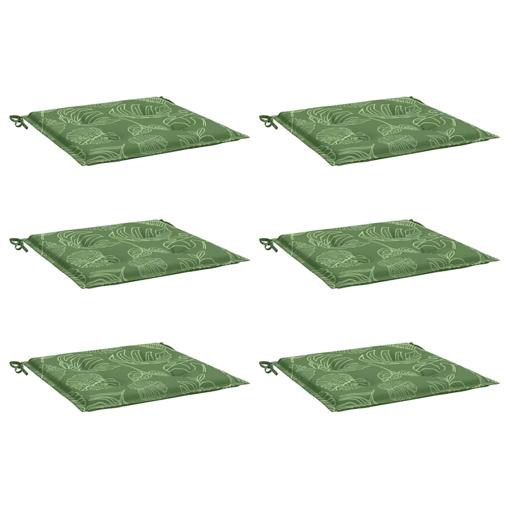Vidaxl stoelkussens 6 st bladpatroon 40x40x4 cm stof