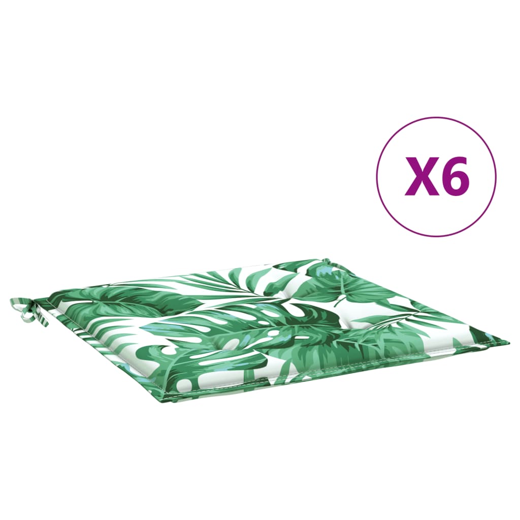 Vidaxl stoelkussens 6 st bladpatroon 50x50x4 cm stof