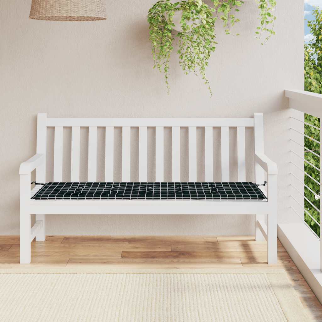 Vidaxl tuinbankkussen ruitpatroon 150x50x4 cm oxford stof zwart