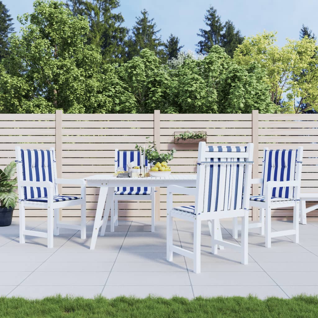 Vidaxl stoelkussens 4 st lage vloerkleed gestreept stof wit en blauw