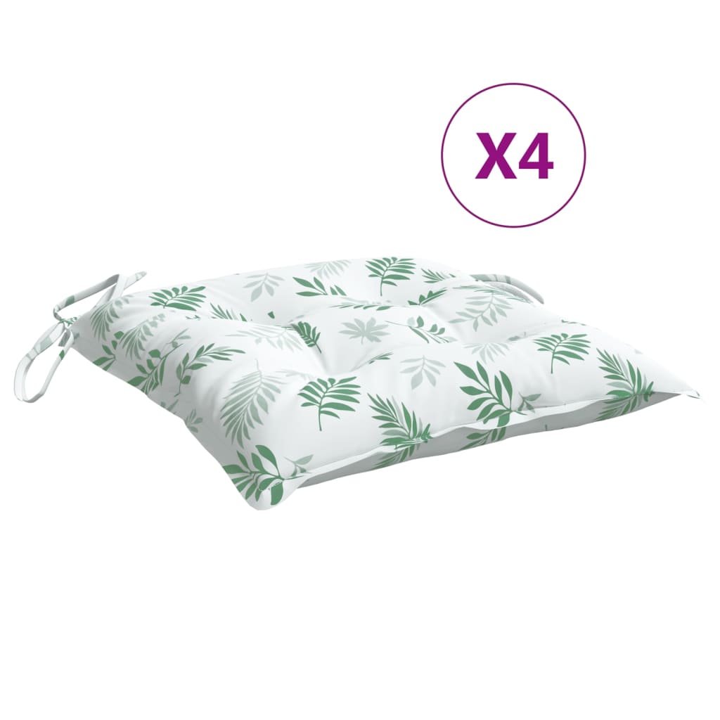 Vidaxl stoelkussens 4 st bladpatroon 40x40x7 cm stof