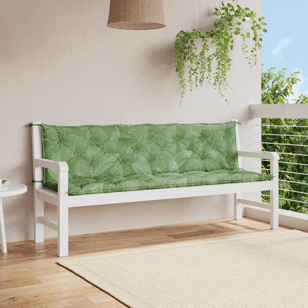 VidaXL Tuinbankkussens 2 st bladpatroon 200x50x7 cm stof