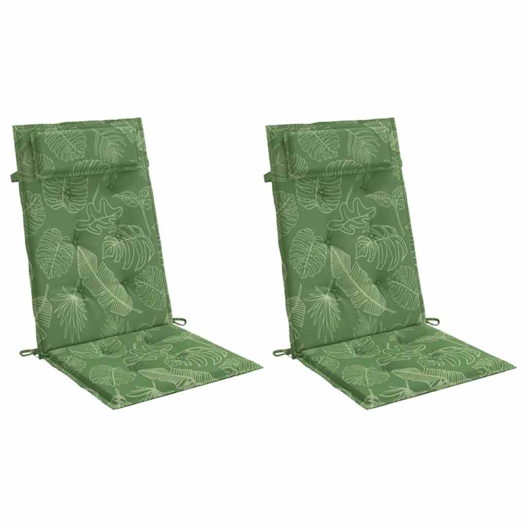Vidaxl stoelkussens 2 st hoge rug bladpatroon oxford stof