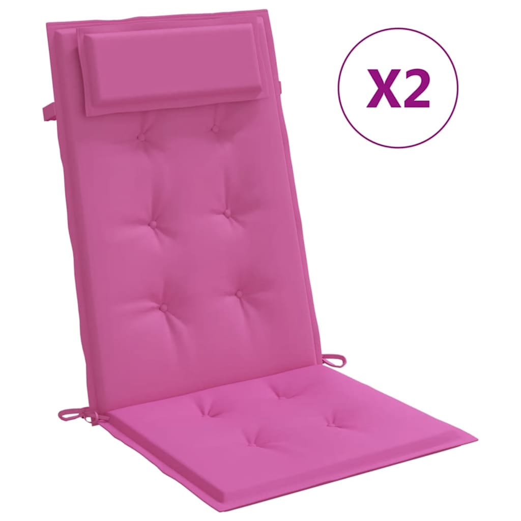 Vidaxl stoelkussens 2 st hoge rug oxford stof roze