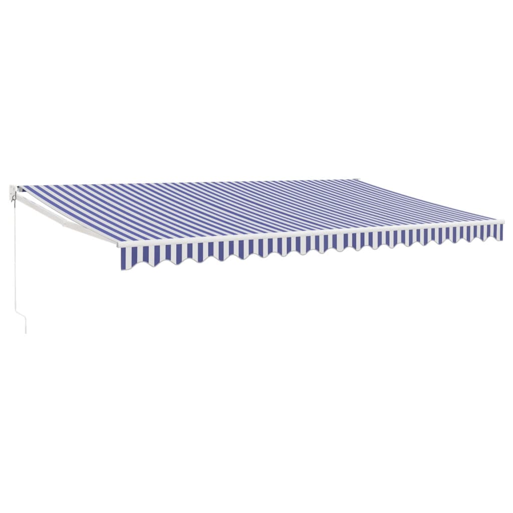 Vidaxl luifel uittrekbaar 5x3 m stof en aluminium blauw en wit
