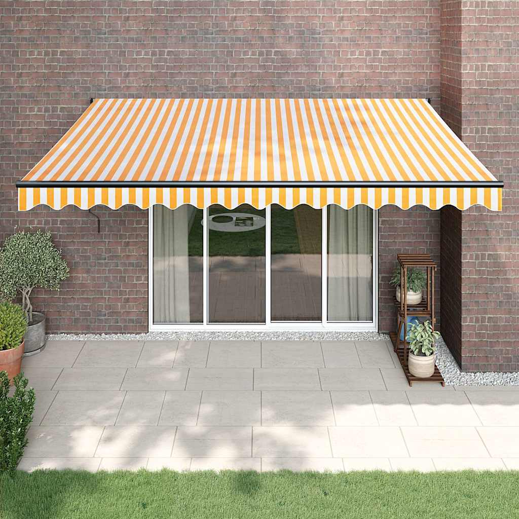 Vidaxl luifel uittrekbaar 4x3 m stof en aluminium geel en wit