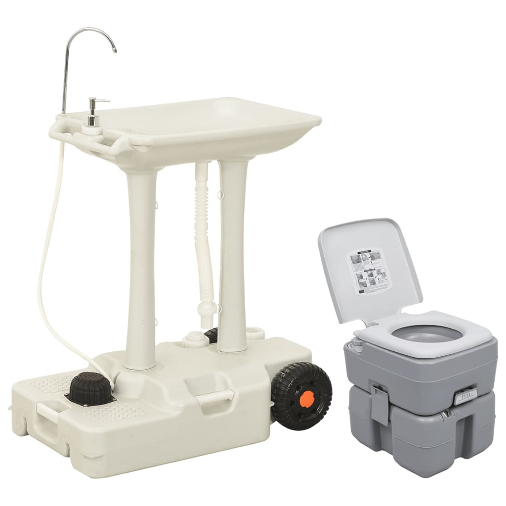 VidaXL Campingtoilet en wasbakset draagbaar