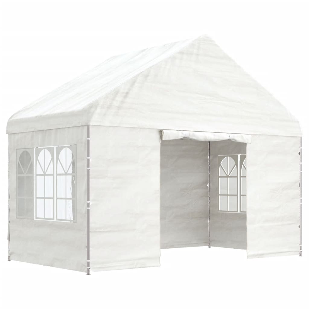 Vidaxl prieel met dak 4,08x2,23x3,22m polyetheen wit