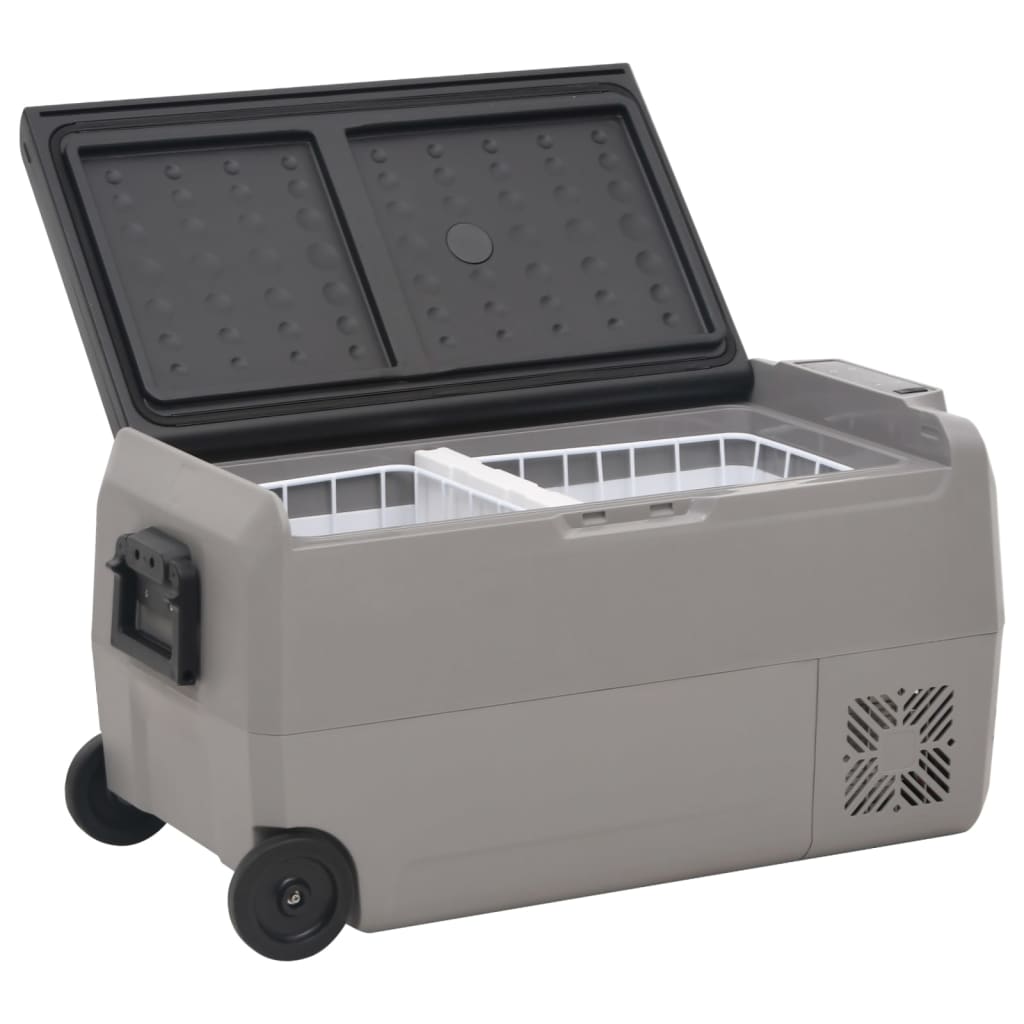 Vidaxl koelbox met wielen en adapter 60 l pp en pe zwart en grijs