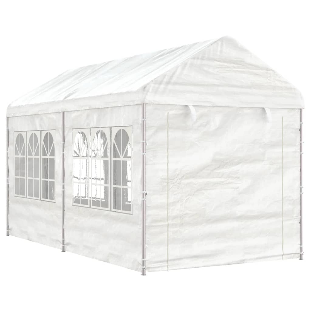 VidaXL Prieel met dak 4,46x2,28x2,69m polyetheen wit