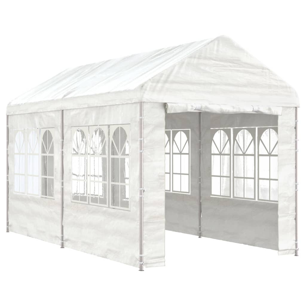 VidaXL Prieel met dak 4,46x2,28x2,69m polyetheen wit