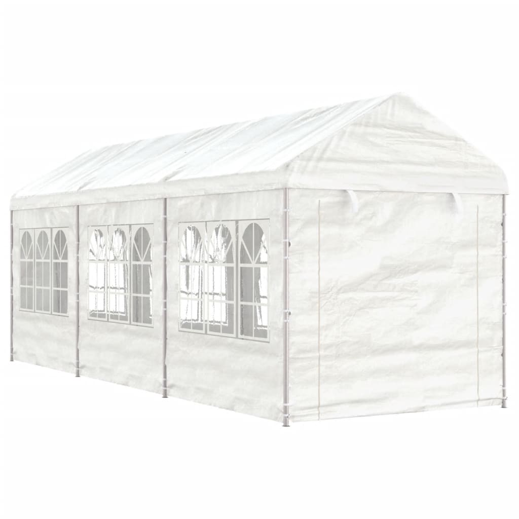 VidaXL Prieel met dak 6,69x2,28x2,69m polyetheen wit