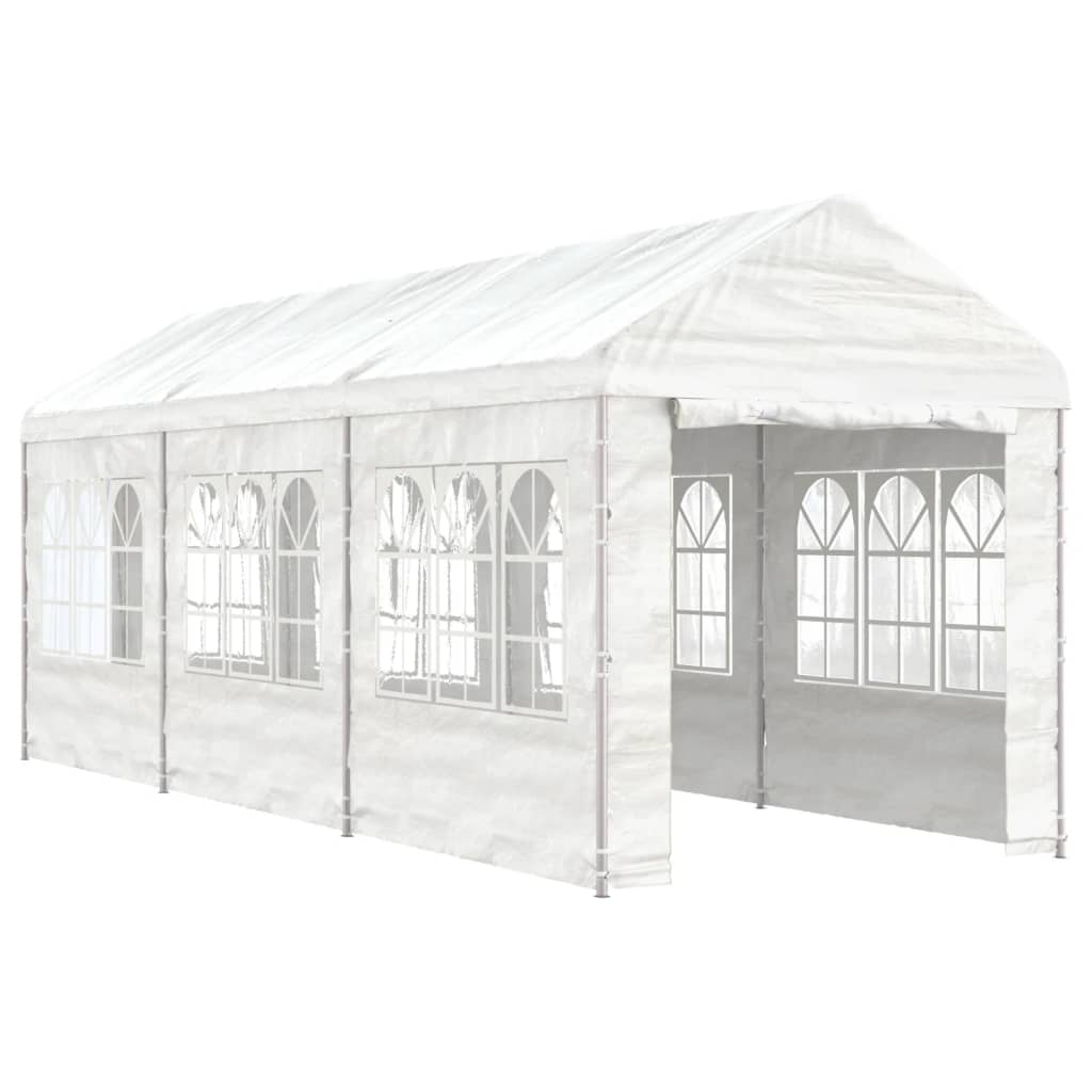 VidaXL Prieel met dak 6,69x2,28x2,69m polyetheen wit