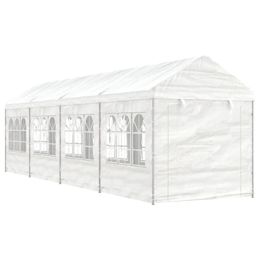 VidaXL Prieel met dak 8,92x2,28x2,69m polyetheen wit