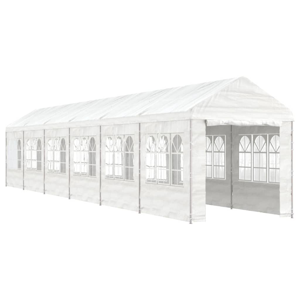 VidaXL Prieel met dak 13,38x2,28x2,69m polyetheen wit