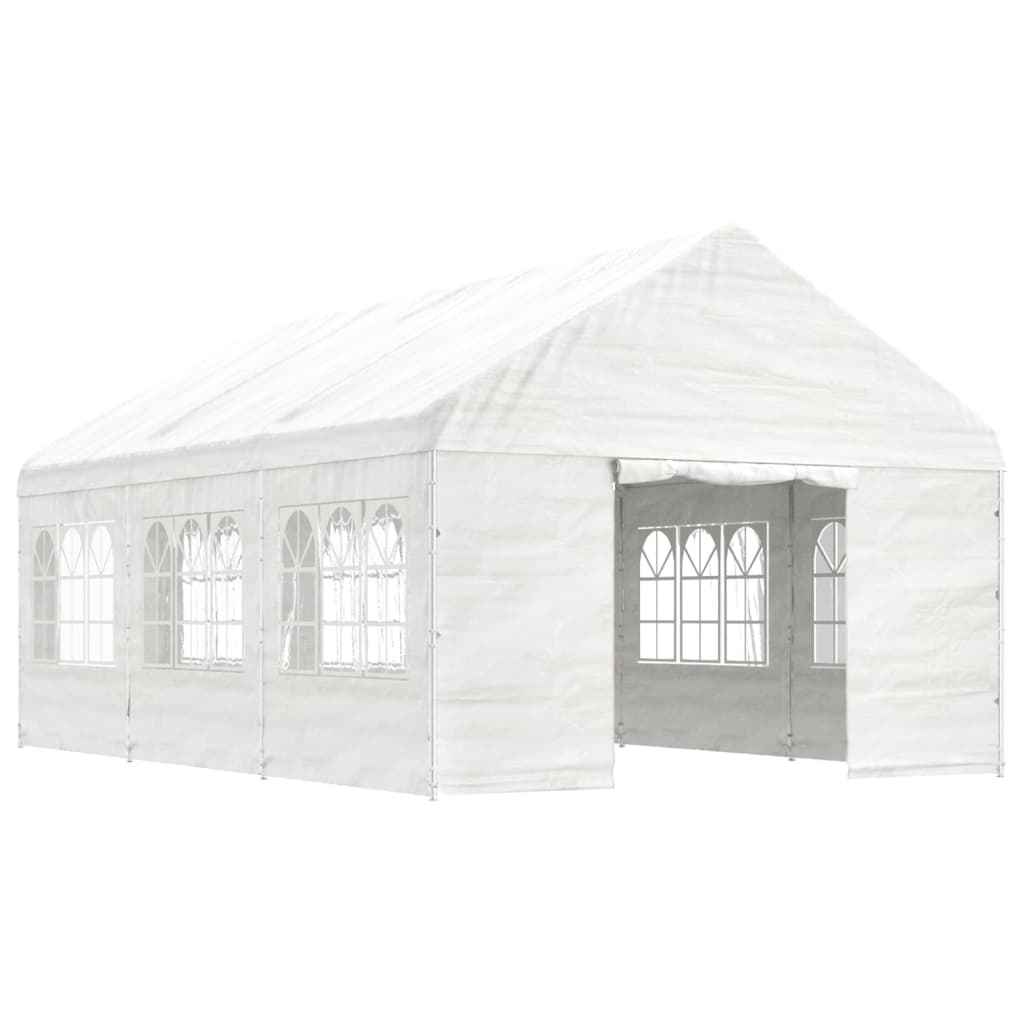 VidaXL Prieel met dak 6,69x4,08x3,22m polyetheen wit