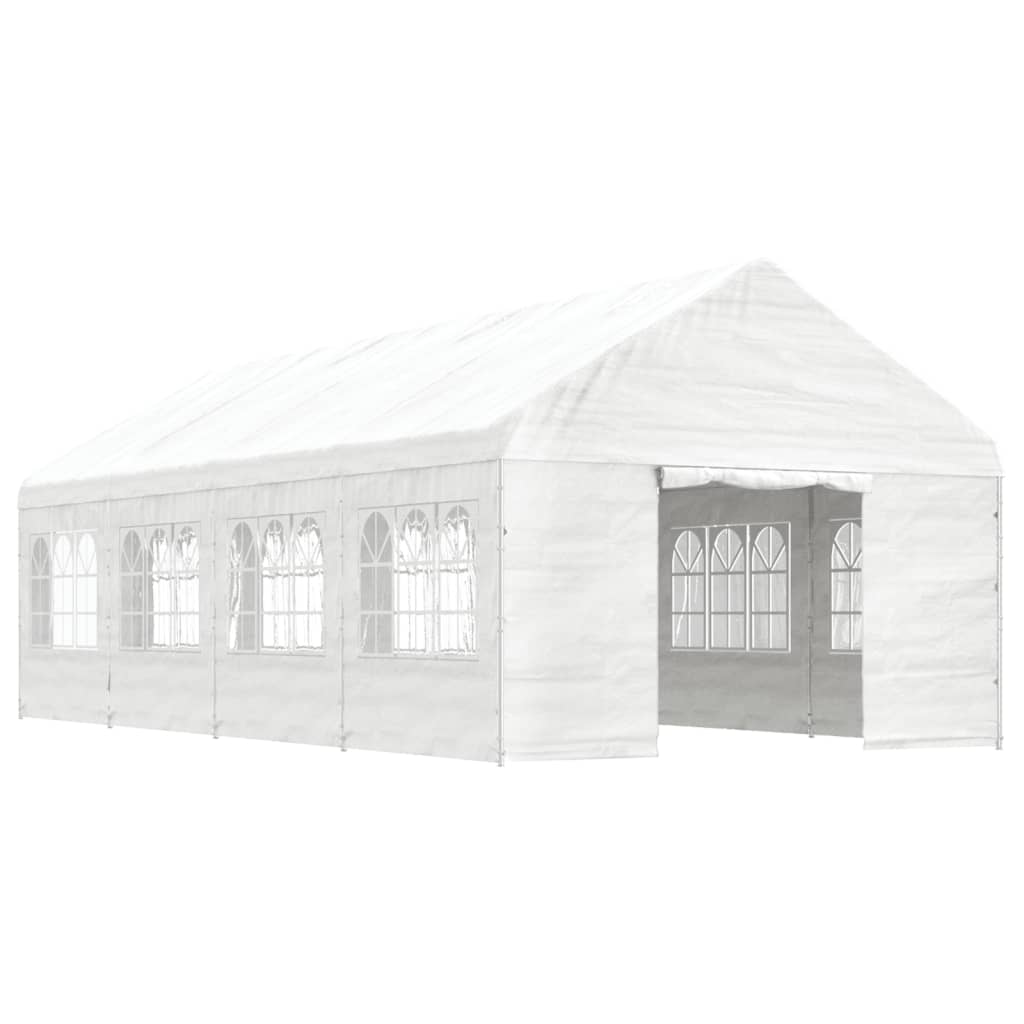 VidaXL Prieel met dak 8,92x4,08x3,22m polyetheen wit