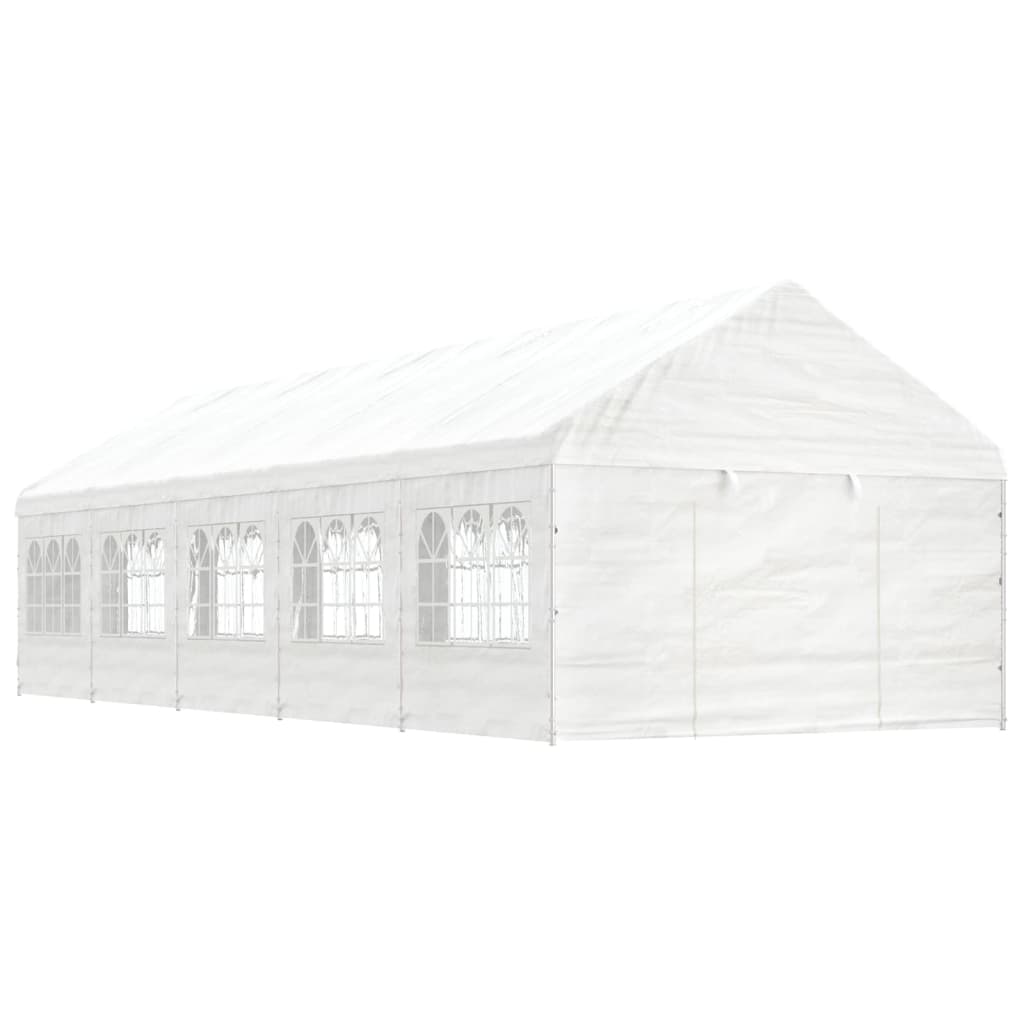 VidaXL Prieel met dak 11,15x4,08x3,22m polyetheen wit