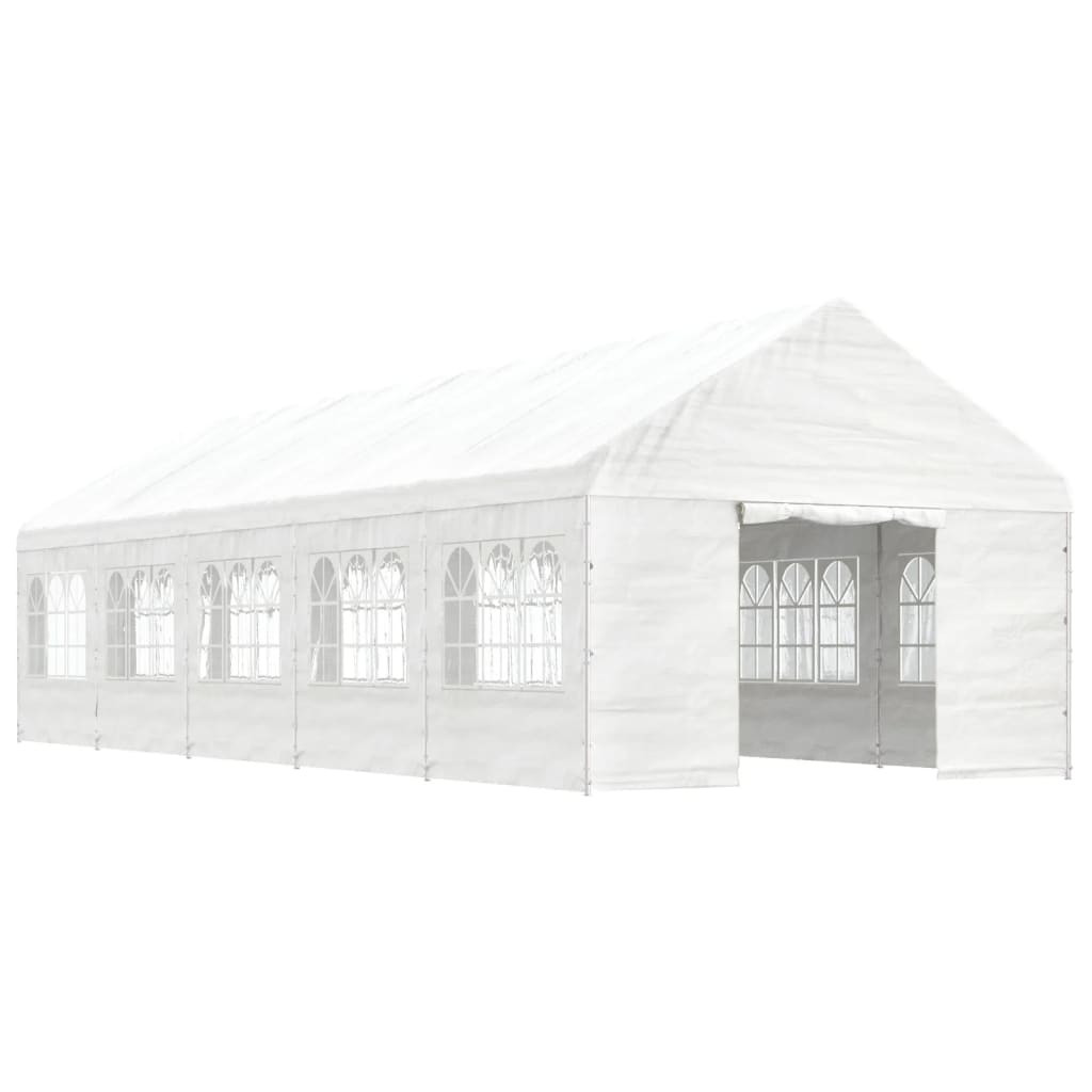 VidaXL Prieel met dak 11,15x4,08x3,22m polyetheen wit