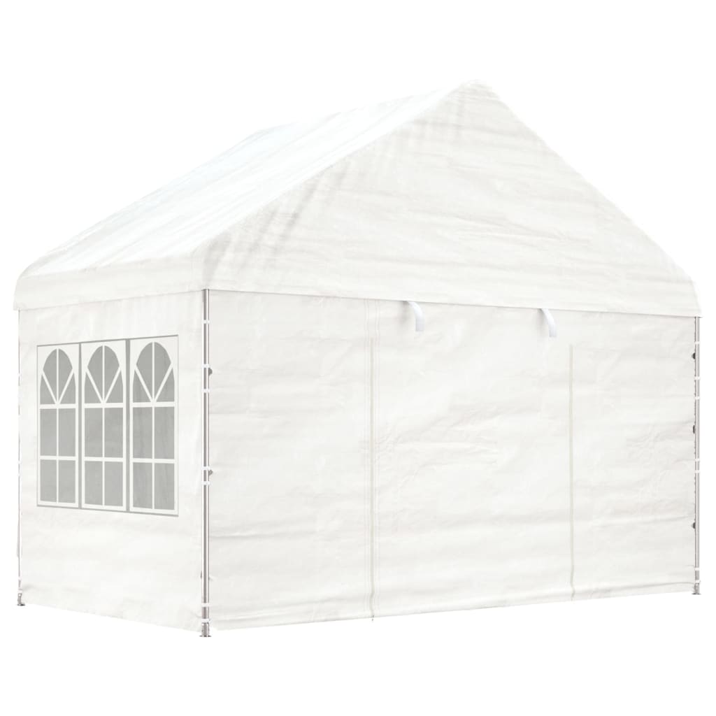VidaXL Prieel met dak 13,38x4,08x3,22m polyetheen wit