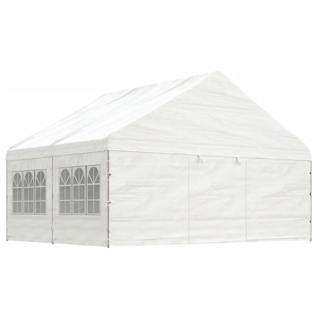 VidaXL Prieel met dak 4,46x5,88x3,75m polyetheen wit