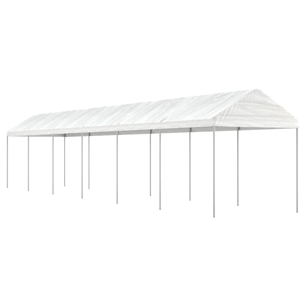VidaXL Prieel met dak 13,38x2,28x2,69m polyetheen wit