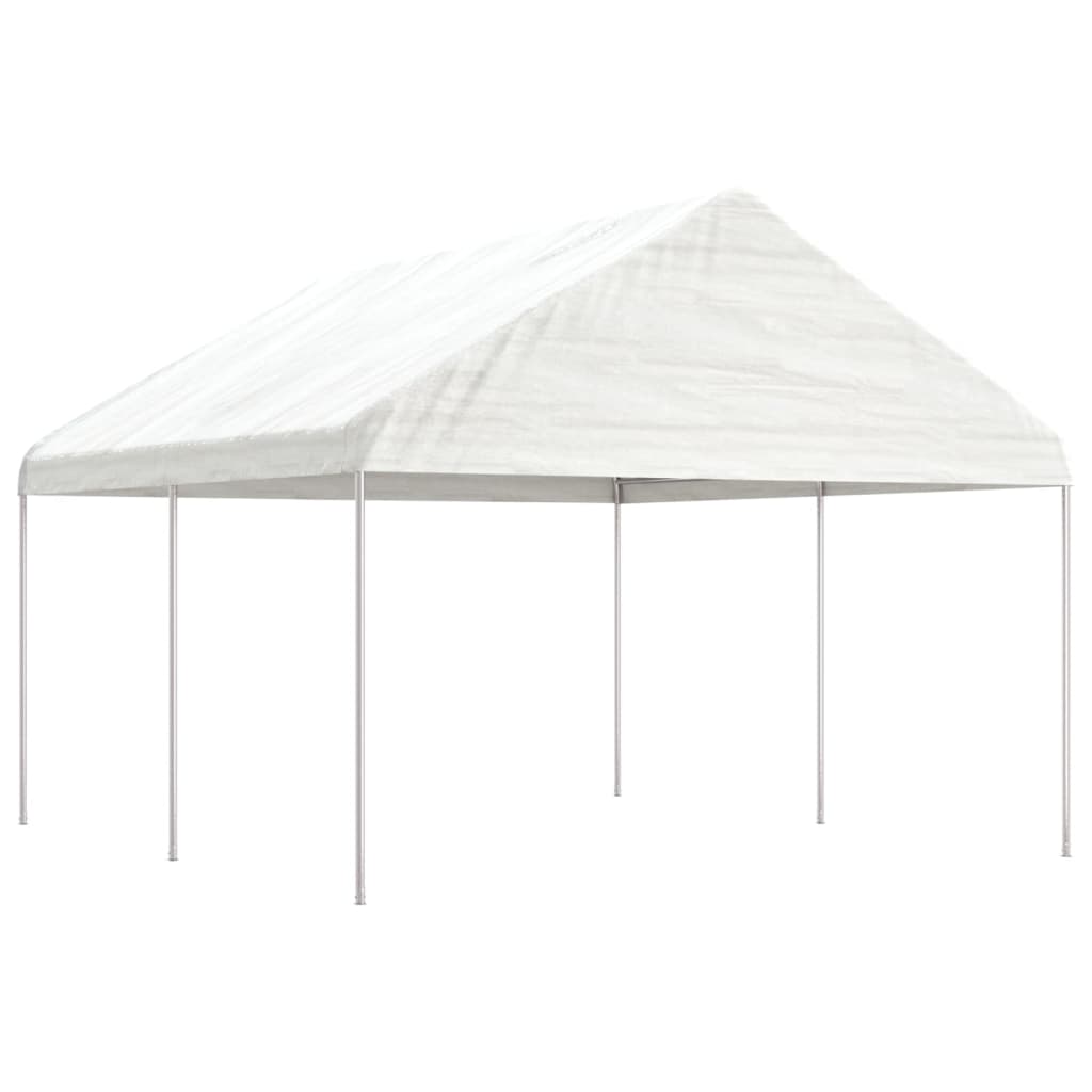 VidaXL Prieel met dak 4,46x4,08x3,22m polyetheen wit