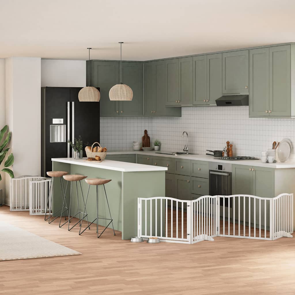 Vidaxl hondenhek inklapbaar met deur 10 panelen 800cm populierhout wit