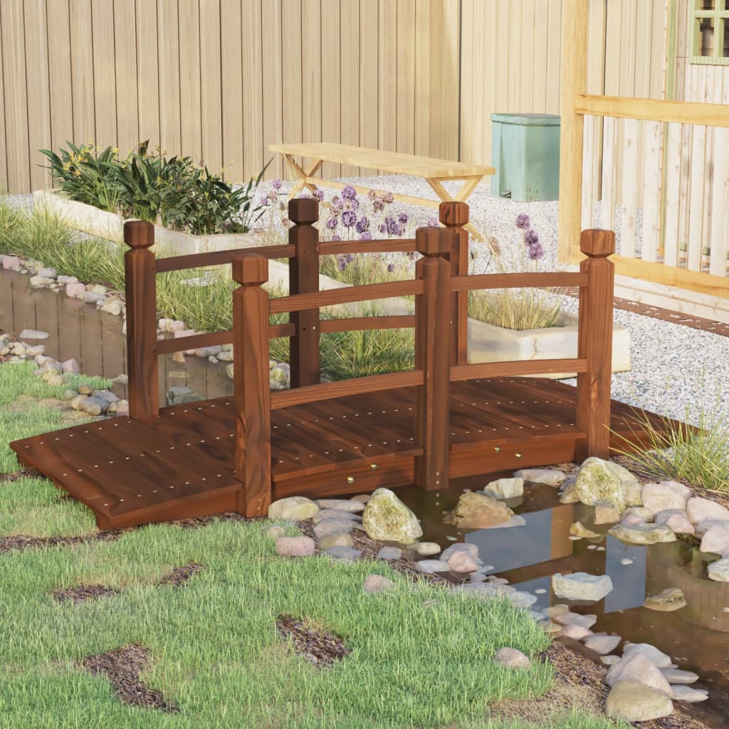 Vidaxl tuinbrug met leuningen 150x67x56 cm massief vuurhout