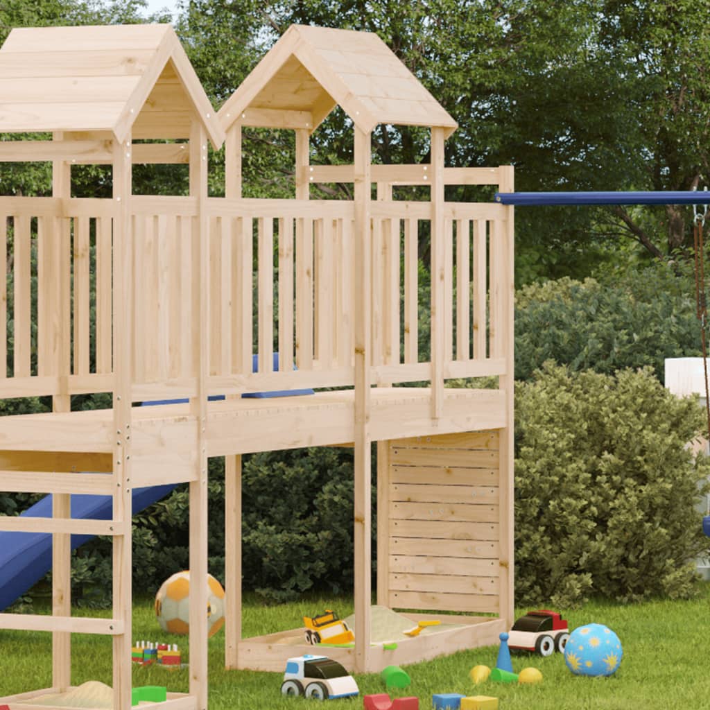 VidaXL Speeltoren met rotswand 53x110x214 cm massief groenhout