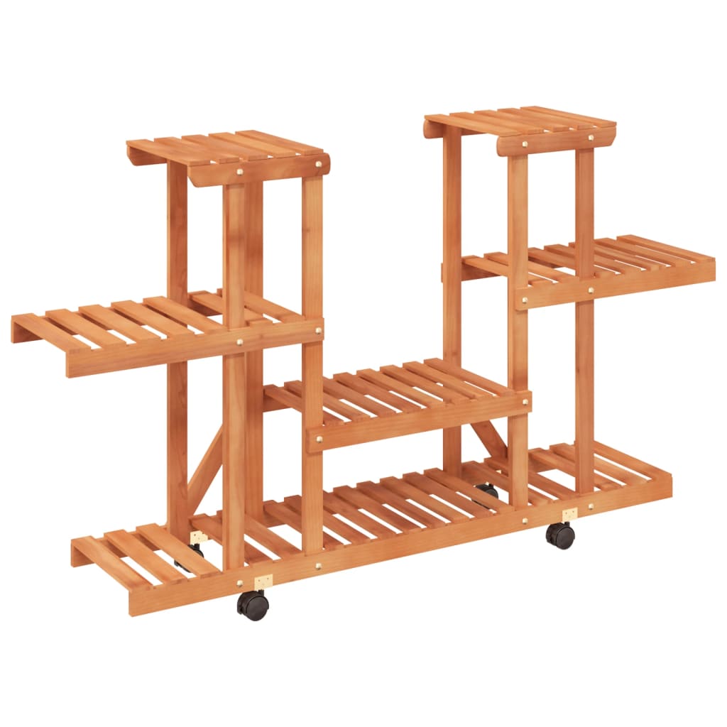 Vidaxl plantenstandaard met wielen 110x25x78 cm massief vuurhout