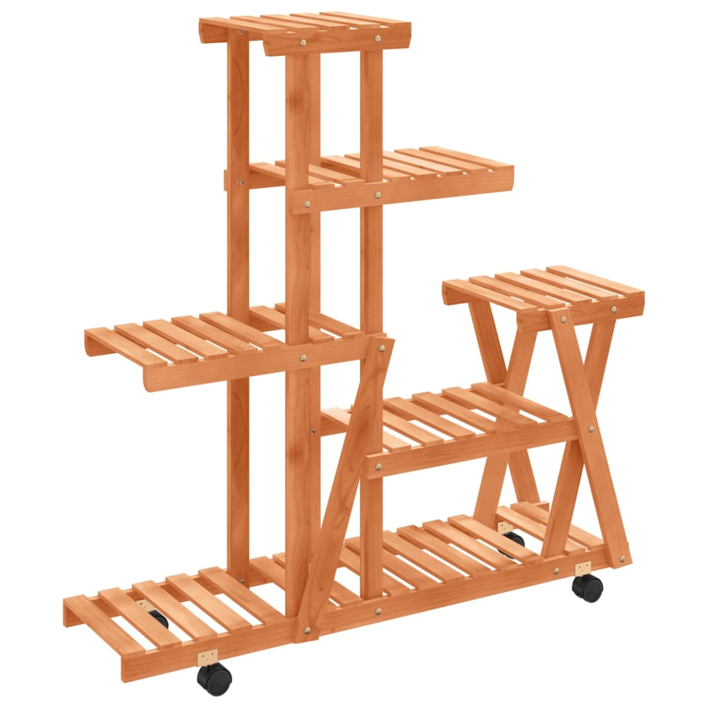 Vidaxl plantenstandaard met wielen 95x25x101 cm massief vuurhout