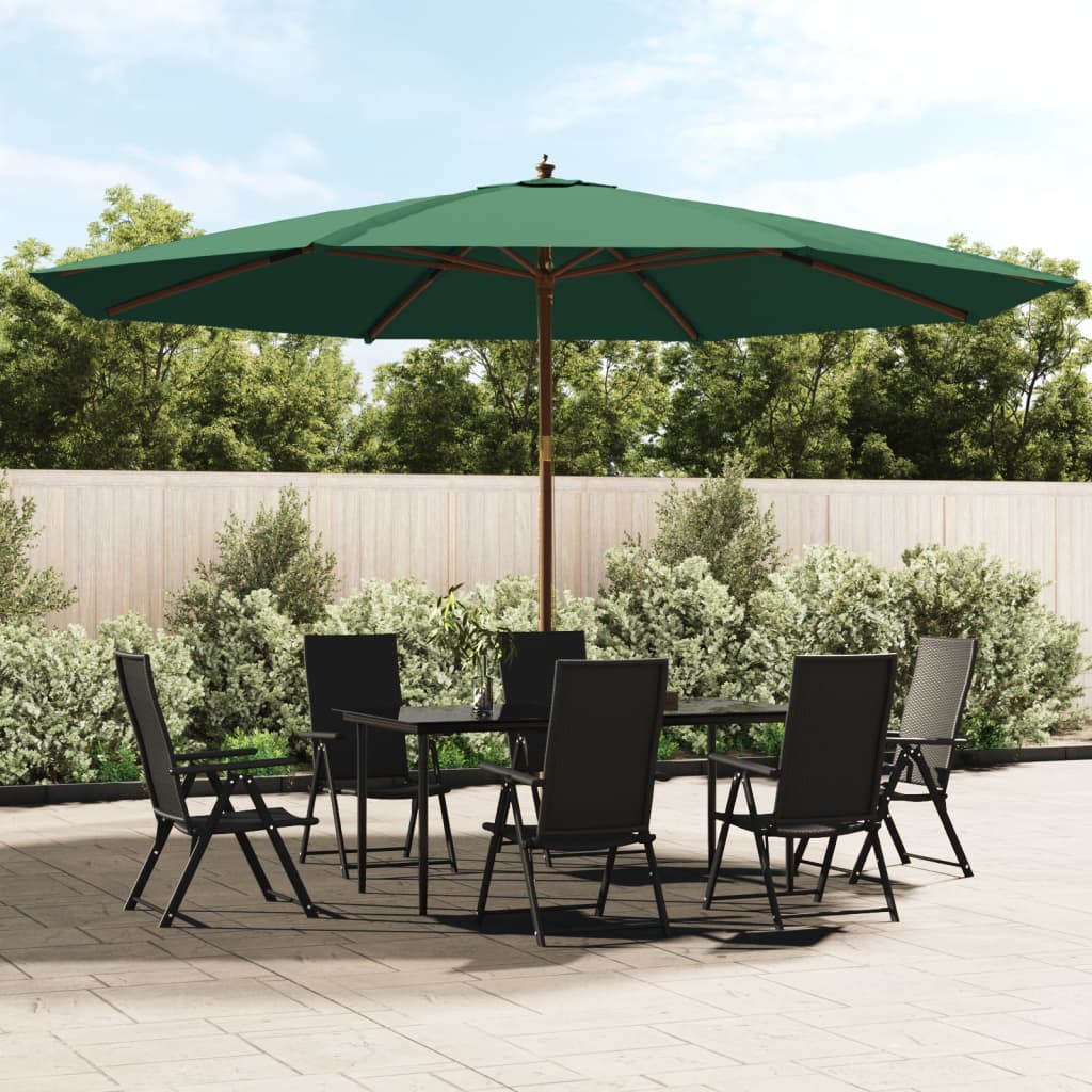 Vidaxl parasol met houten paal 400x273 cm groen