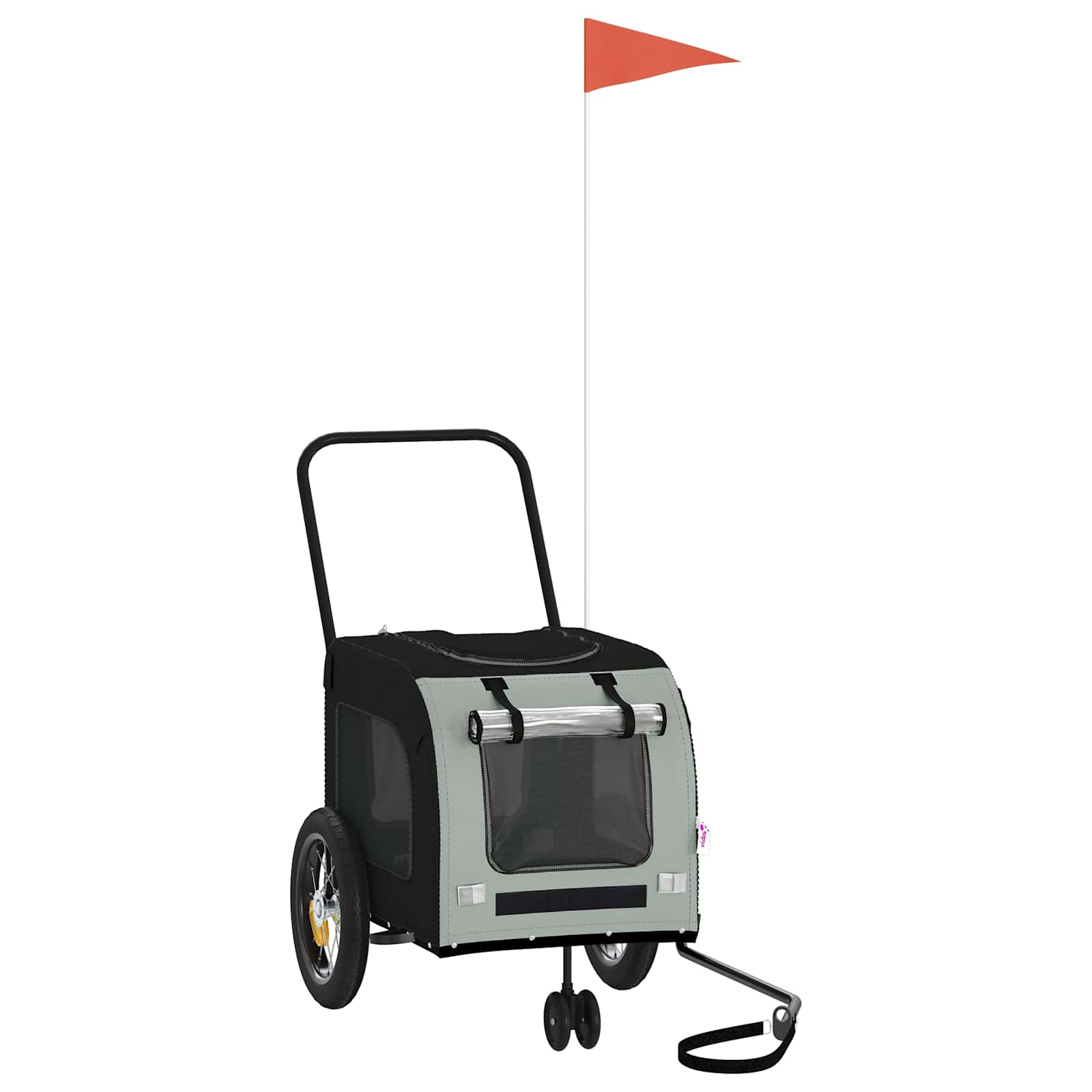 Vidaxl fietskar voor huisdieren grijs en zwart 125 x 53 x 54 cm