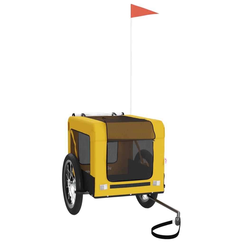 Vidaxl hondenfietstrailer oxford stof en ijzer geel en zwart