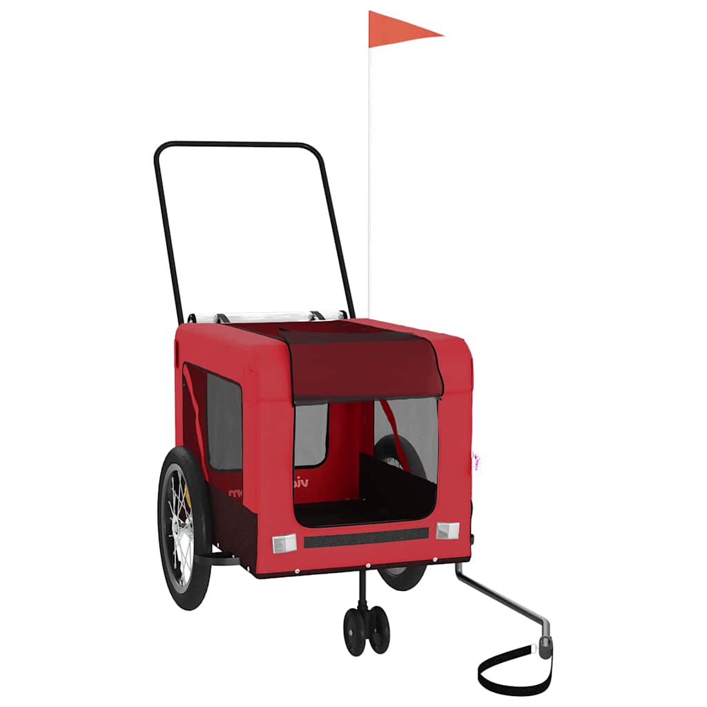 Vidaxl hondenfietstrailer oxford stof en ijzer rood en zwart