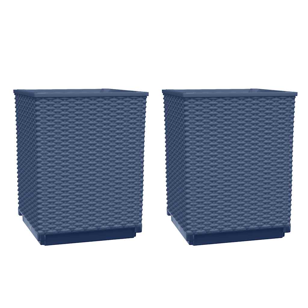 Vidaxl plantenbakken 2 st 30x30x37 cm polypropeen blauwgrijs