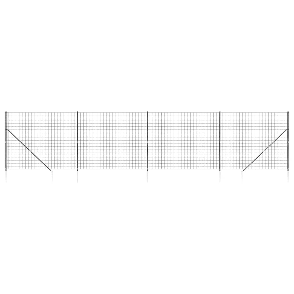 Vidaxl draadgaashek met grondankers 1,6x10 m antracietkleurig