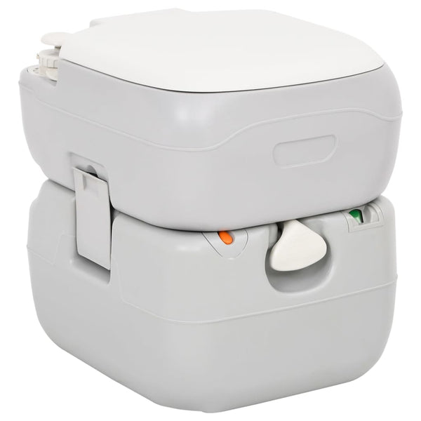 Vidaxl campingtoilet draagbaar 22+12 l hdpe grijs en wit