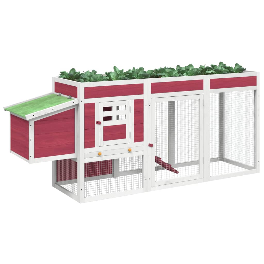 VidaXL Kippenhok 204x50x84 cm massief grenenhout rood