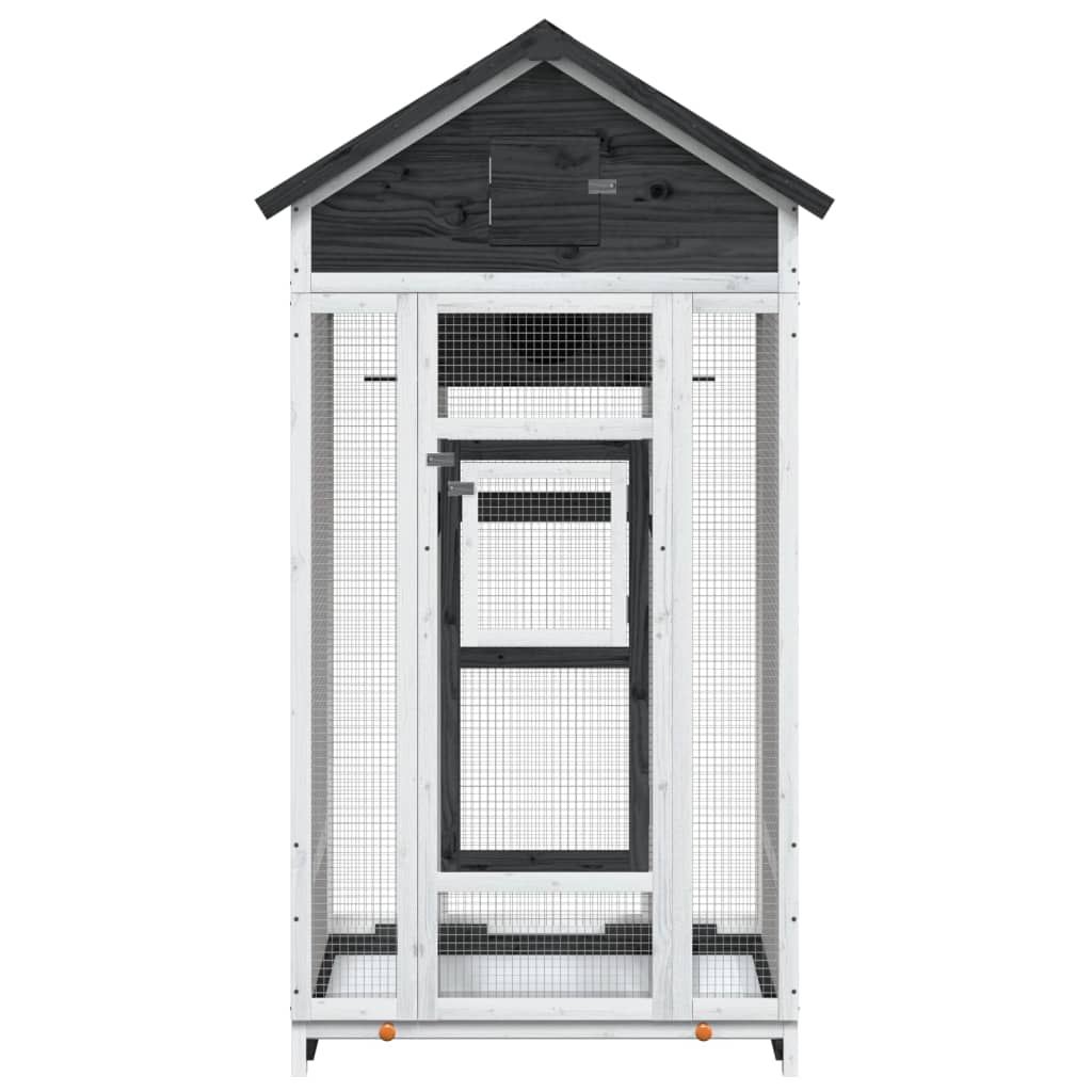 Vidaxl volière 91,5x53x170 cm massief groenenhout grijs