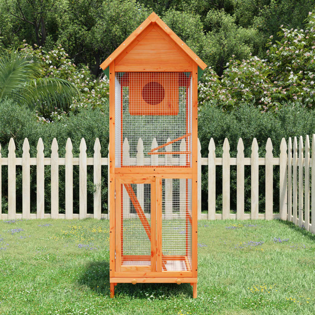 VidaXL Volière 60x58,5x160 cm massief groenhout bruin