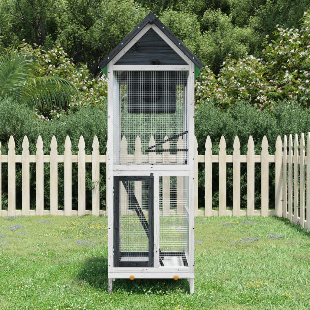 Vidaxl volière 60x58,5x160 cm massief groenenhout grijs