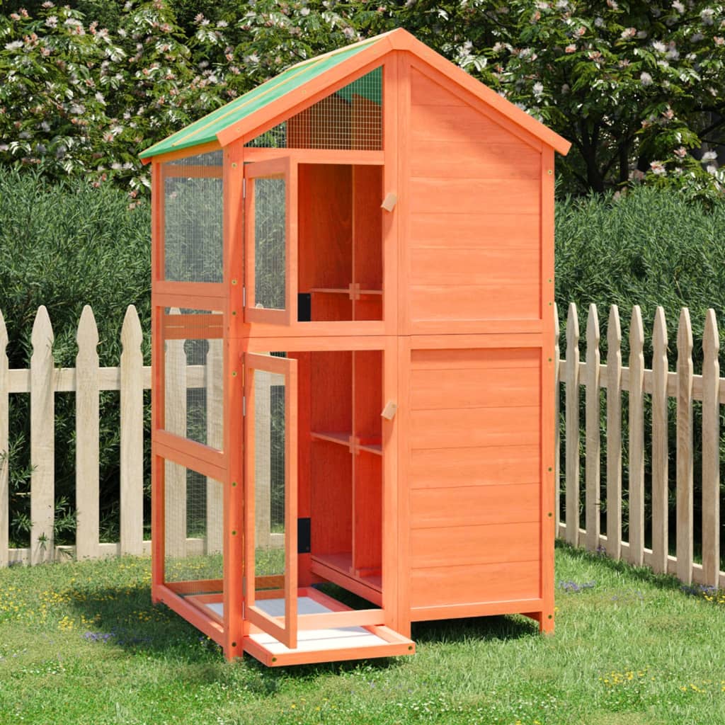 Vidaxl volière 97x81x152 cm massief groenhout bruin